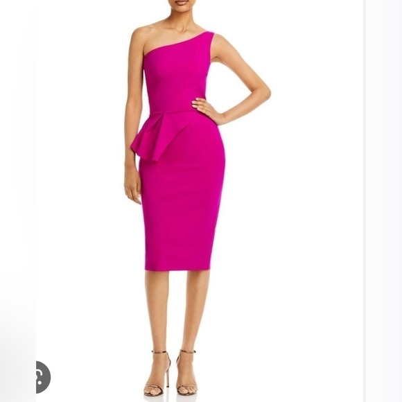 Chiara Boni La Petite Robe Zulema One Shoulder Sheath Hot pink Dress 8 - Picture 1 of 6